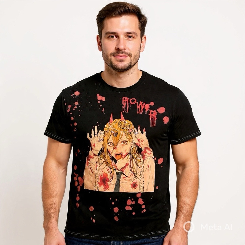 Chainsaw Man Anime Graphic Tee Black Size S